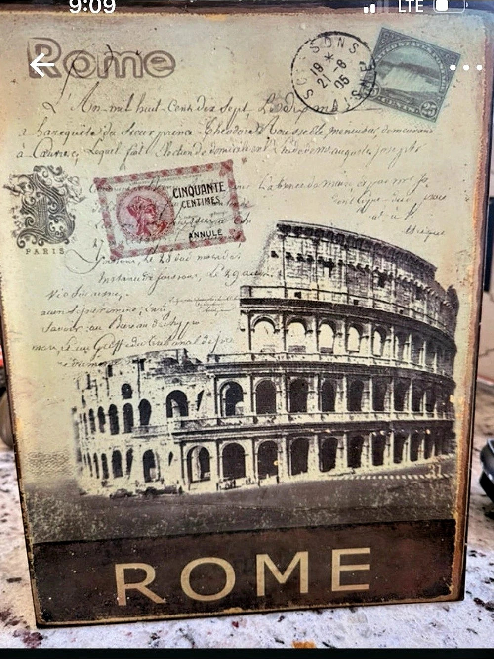 Rome Colosseum Wall Sign Brown & Black